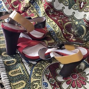 AK Anne Klein patent leather high heel sandal